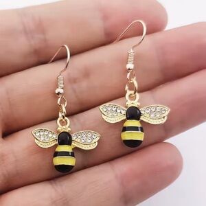 Queen Gold and Black Bee Earrings